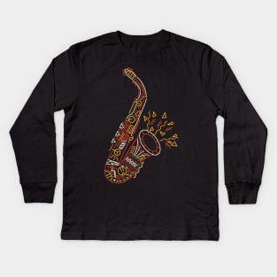 Saxophone Retro Shapes Kids Long Sleeve T-Shirt